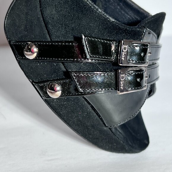 Dior by John Galliano 2003 Black Patent & Suede D'Orsay Platform Pump EU 38 US 8 - Picture 8 of 16
